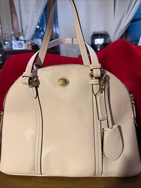 Coach F25671 Peyton Cora Dome Satchel in Cream colored Saffiano leather